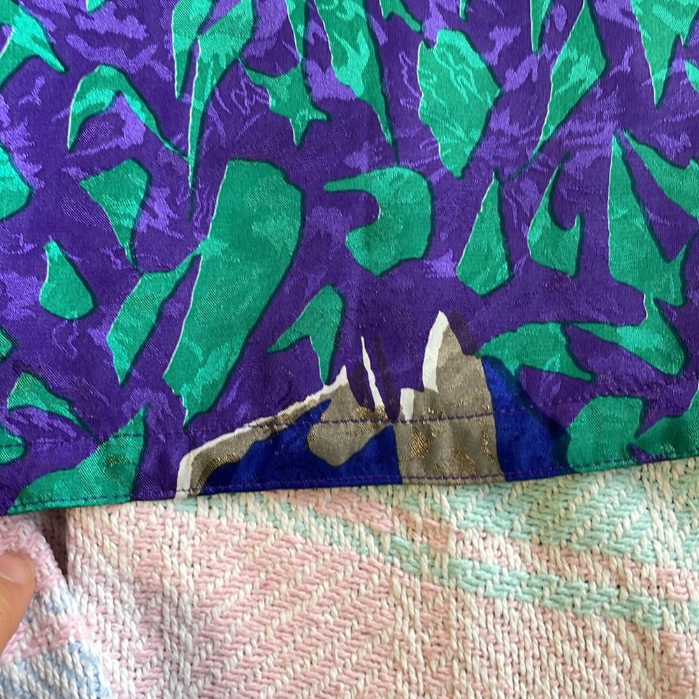 Handmade silky abstract geometric vibrant jewel tone midi skirt S/M/L - Picture 3 of 11